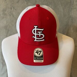 NWT 47 St Louis Cardinal Baseball Red and White Trucker Cap w/Embroidered Logo